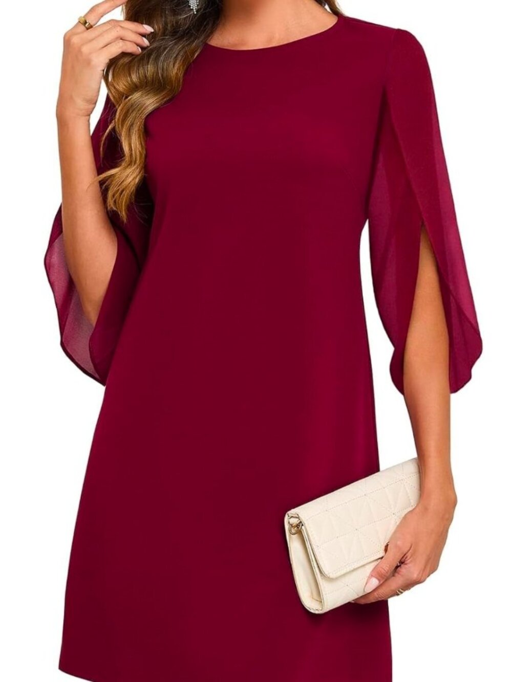 Cocktail Dress Crew Neck Chiffon Formal Wedding Guest Party Short Dresses Size S
